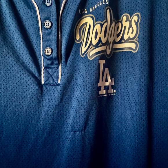 Los Angeles Dodgers Women’s Henley Jersey Top – Majestic MLB Licensed - Picture 4 of 5